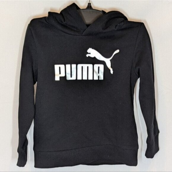 NWT PUMA Kids Unisex Black Fleece Hoodie w/ Silver Logo – Size XXS (3–4) - Picture 2 of 5